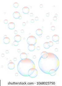 Soap bubbles on white background
