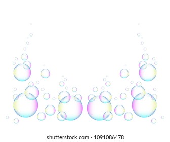 Soap bubbles on white background