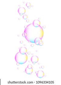 Soap bubbles on white background