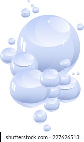 Soap bubbles on a white background