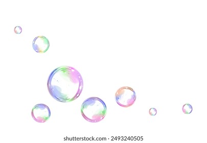 Soap bubbles on a white background, painted in watercolor.