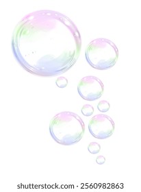 Soap bubbles on a white background, painted in watercolor. PNG	
