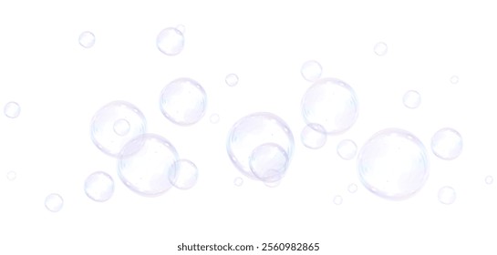 Soap bubbles on a white background, painted in watercolor. PNG	

