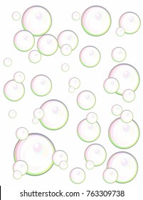 Soap bubbles on a white background