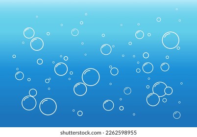 Soap bubbles. Oxygen bubbles in water. Fizzy water background. Vector illustration