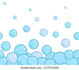Soap bubbles pattern. Repeated horizontal foam decoration. Soap bubbles wallpaper. Vector