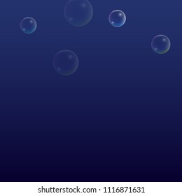 Soap bubbles with Rainbow Reflection. Set of Realistic Soap or Water Bubbles for Your Design. Shampoo or Foam Cosmetic Flyer and Invite. Bubble with Hologram Reflection. Isolated Vector Illustration.