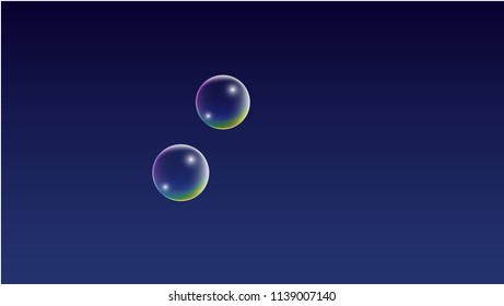Soap bubbles with Rainbow Reflection. Set of Realistic Water or Soap Bubbles for Your Design. Shampoo or Foam Cosmetic Flyer and Invite. Bubble with Hologram Reflection. Isolated Vector Illustration.