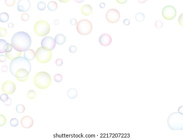 Soap bubbles randomly flew on a white background. Background design. Vector