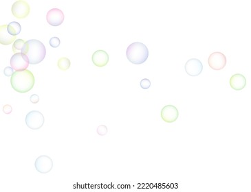 Soap bubbles randomly flew on a white background. Background design. Vector