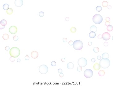 Soap bubbles randomly flew on a white background. Background design. Vector