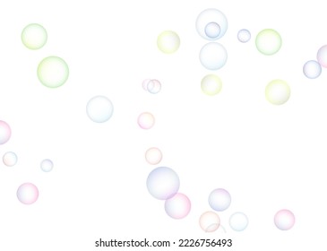 Soap bubbles randomly flew on a white background. Background design. Vector