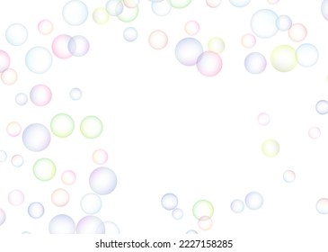 Soap bubbles randomly flew on a white background. Background design. Vector