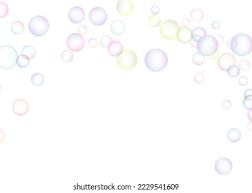 Soap bubbles randomly flew on a white background. Background design. Vector