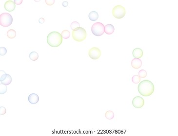 Soap bubbles randomly flew on a white background. Background design. Vector