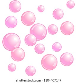 Soap bubbles, realistic water beads, blue blobs, vector foam sphere illustration