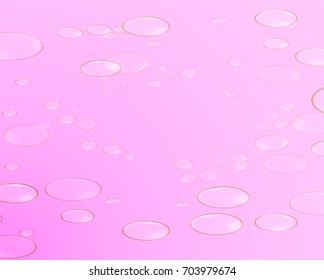 Soap bubbles with reflections on a pink background