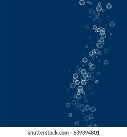 Soap bubbles. Right wave with soap bubbles on deep blue background. Vector illustration.