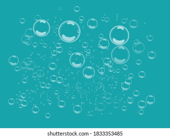 Soap bubbles seamless background, Abstract floating shampoo. Transparent realistic soap bubbles isolated.