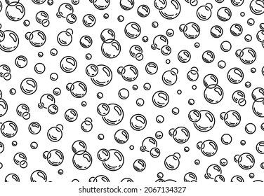 Soap bubbles seamless pattern. Outline.Bubbles of carbonated drink, medicine, oxygen, water. Vector illustration isolated background