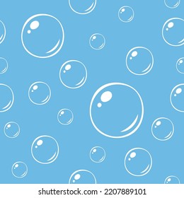 Soap bubbles seamless pattern. Vector hand drawn background