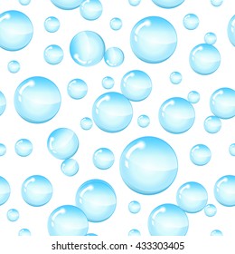 Soap bubbles seamless pattern. Bubbles in water seamless pattern. 