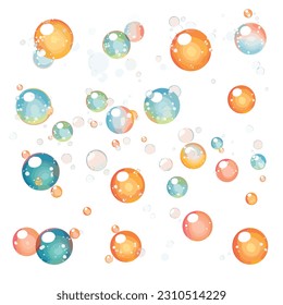 Soap bubbles set vector isolated on white
