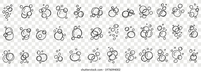 Soap bubbles shapes doodle set