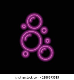 Soap bubbles simple icon vector. Flat design. Purple neon on black background.ai