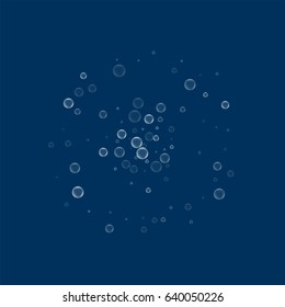 Soap bubbles. Small double circle with soap bubbles on deep blue background. Vector illustration.