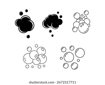 soap bubbles solid icon. set of soapy air bubbles floating, water bubbles in different arrangements silhouette symbol. isolated vector illustration
