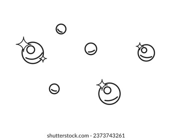 Soap bubbles sparkling monochrome flat vector object. Fizzy soda drops. Dreamlike wash foam. Editable black and white thin line icon. Simple cartoon clip art spot illustration for web graphic design