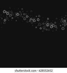 Soap bubbles. Top wave with soap bubbles on black background. Vector illustration.