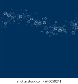 Soap bubbles. Top wave with soap bubbles on deep blue background. Vector illustration.