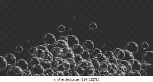 Dibujo vectorial de burbujas de jabón en fondo transparente