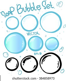 Soap bubbles vector set. Colorful illustration isolated on white background.