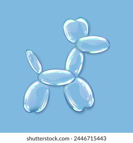 Soap bubbles, water drops in puppy shape with shadows on blue background. Vector illustration with water drops. Vector illustration