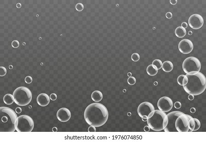 Soap Bubbles. Water Bubbles. Realistic Bubbles. Bubbles With Reflection. Decor Elements. Vector Illustration. PNG. Transparent Background. 