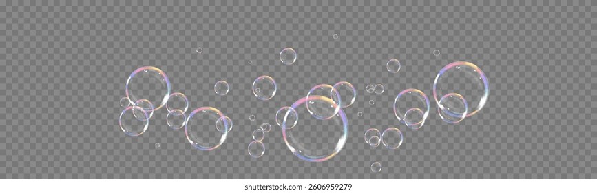 soap bubbles.Realistic Soap Bubbles Collection. 
