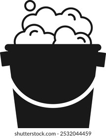 Soap bucket black icon. Cleaning foam equipment