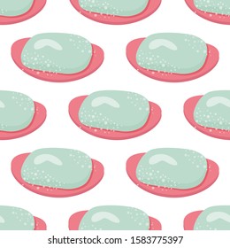 Soap cartoon background. Doodle style with bubbles seamless pattern.