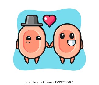 Soap cartoon character couple with fall in love gesture