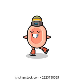 soap cartoon as an ice skating player doing perform , cute style design for t shirt, sticker, logo element