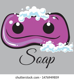 Soap cartoon illustration with bubbles vector. - Vector 