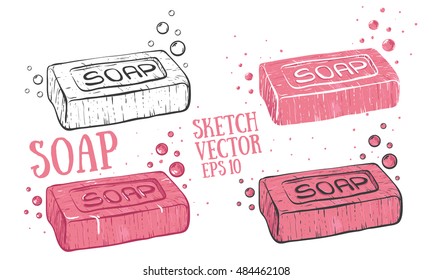 Soap cartoon illustration. Doodle style with bubbles vector. 