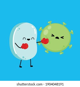 Soap cartoon vector. Soap and Virus character design. Covid-19 cartoon.