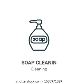 Soap cleanin outline vector icon. Thin line black soap cleanin icon, flat vector simple element illustration from editable cleaning concept isolated on white background