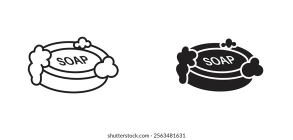 Soap cleaning icons in outline and fill. vector illustration for ui.