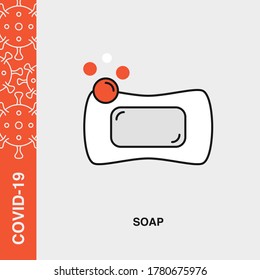 Soap Colored Linear Icon on Isolated Background. COVID-19, Corona Virus, Infection Concept Icon.