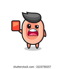 jabón mascota linda como árbitro que da una tarjeta roja, diseño de estilo lindo para camiseta, pegatina, elemento logo